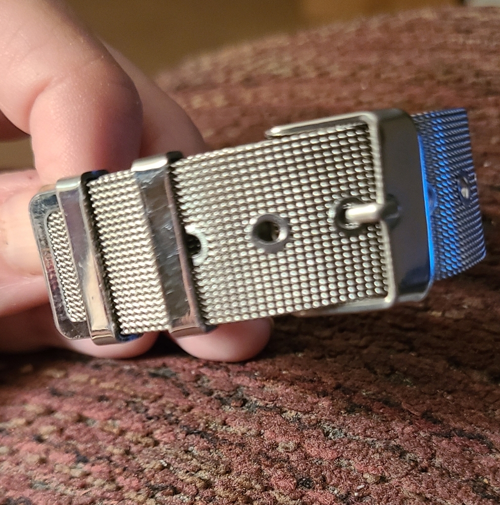 Vintage Silver Stainless Steel Mesh Buckle Bracelet. Waterproof.